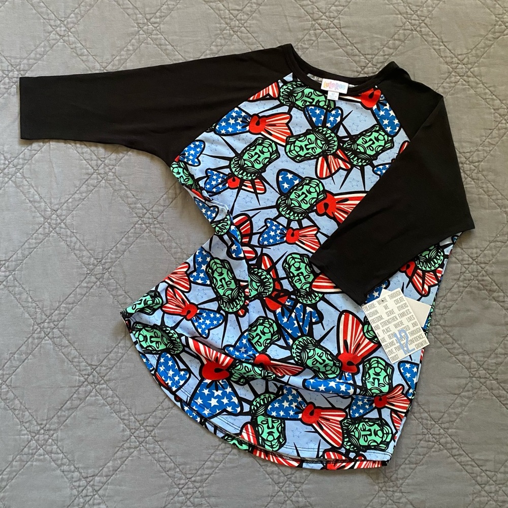 Kid’s Lularoe Americana Sloan Raglan Tee (sz 12)